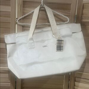 Vintage Burberry Fragrance Cream Tote Bag